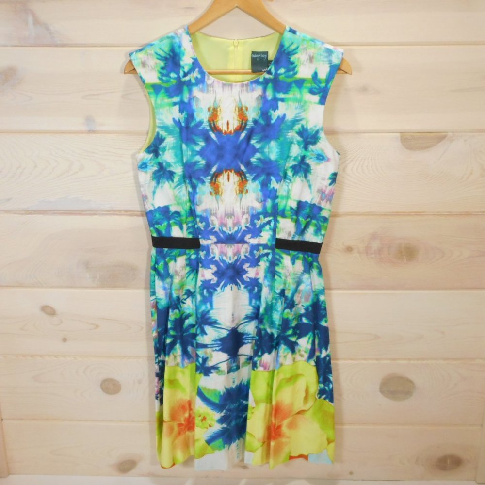 Gabby Skye Womens size 6 Dress Floral Sleeveless Knee Length Tropical A-Line
